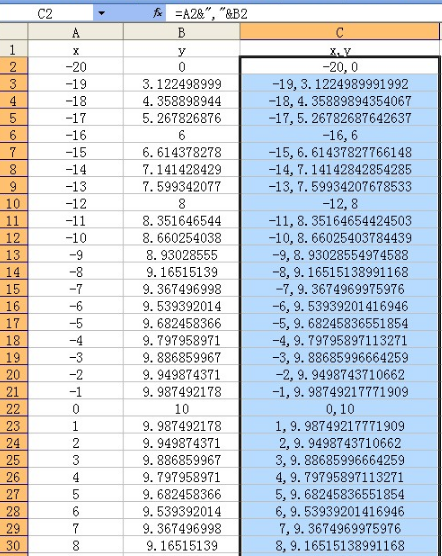 利用EXCEL公式計算坐標(biāo)點(diǎn)在CAD中畫曲線