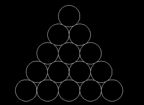 CAD正三角形中怎么畫15個(gè)相切的圓