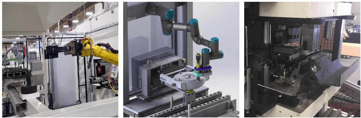 Aplintec生產(chǎn)的機器人單元、COBOT集成和壓力機（從左到右）